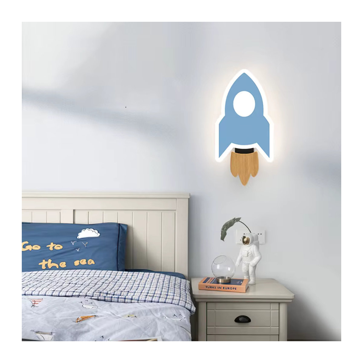 KINLAMS LED Rakete Wandlampe aus Acryl in Blau im skandinavischen Design für Kinderzimmer und Schlafzimmer - Bild 3