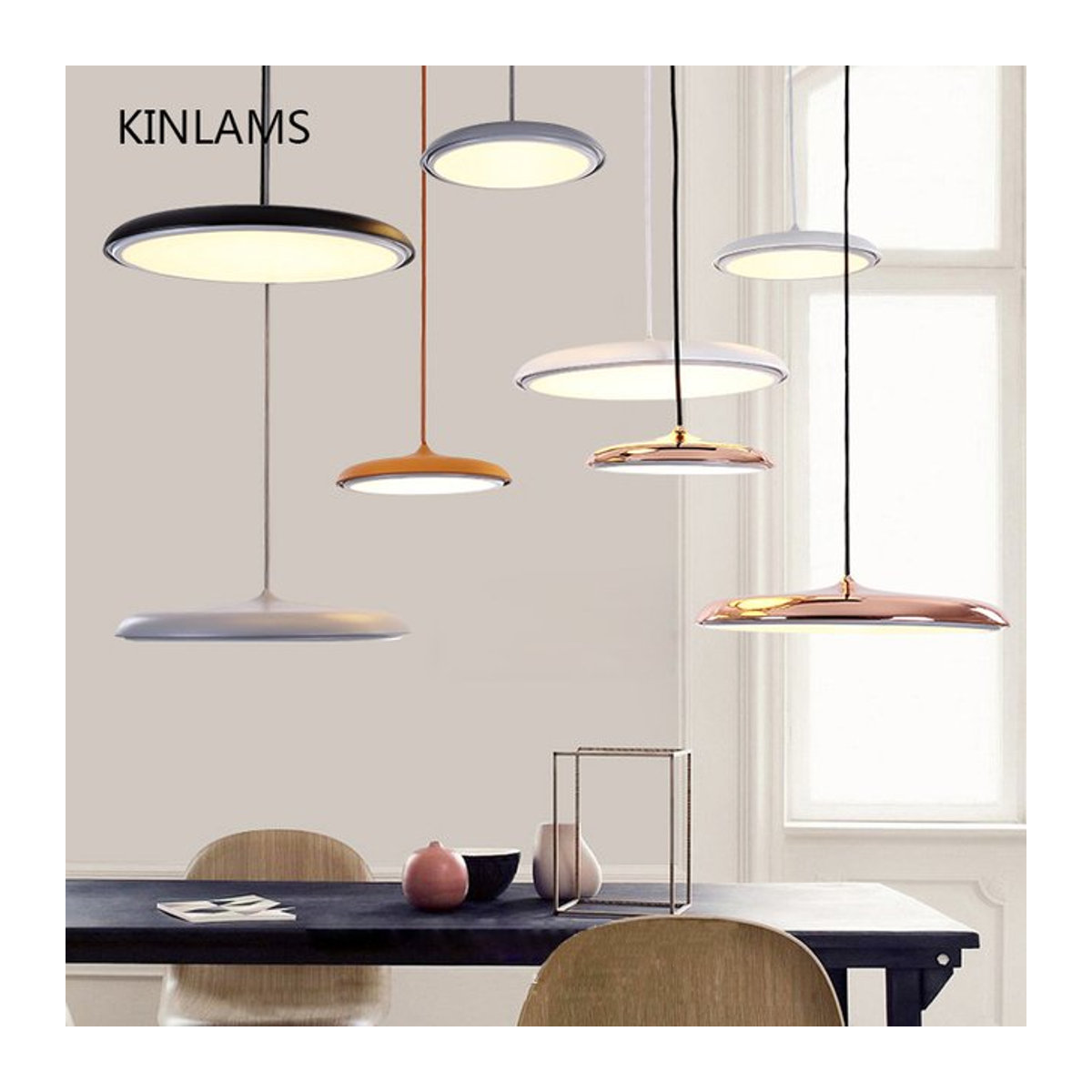 KINLAMS Moderne LED-Pendelleuchte im UFO-Design, runde Kunstdesign-Hängeleuchte in Bunt für Schlafzimmer, Flur, Esszimmer und Arbeitszimmer - Bild 1