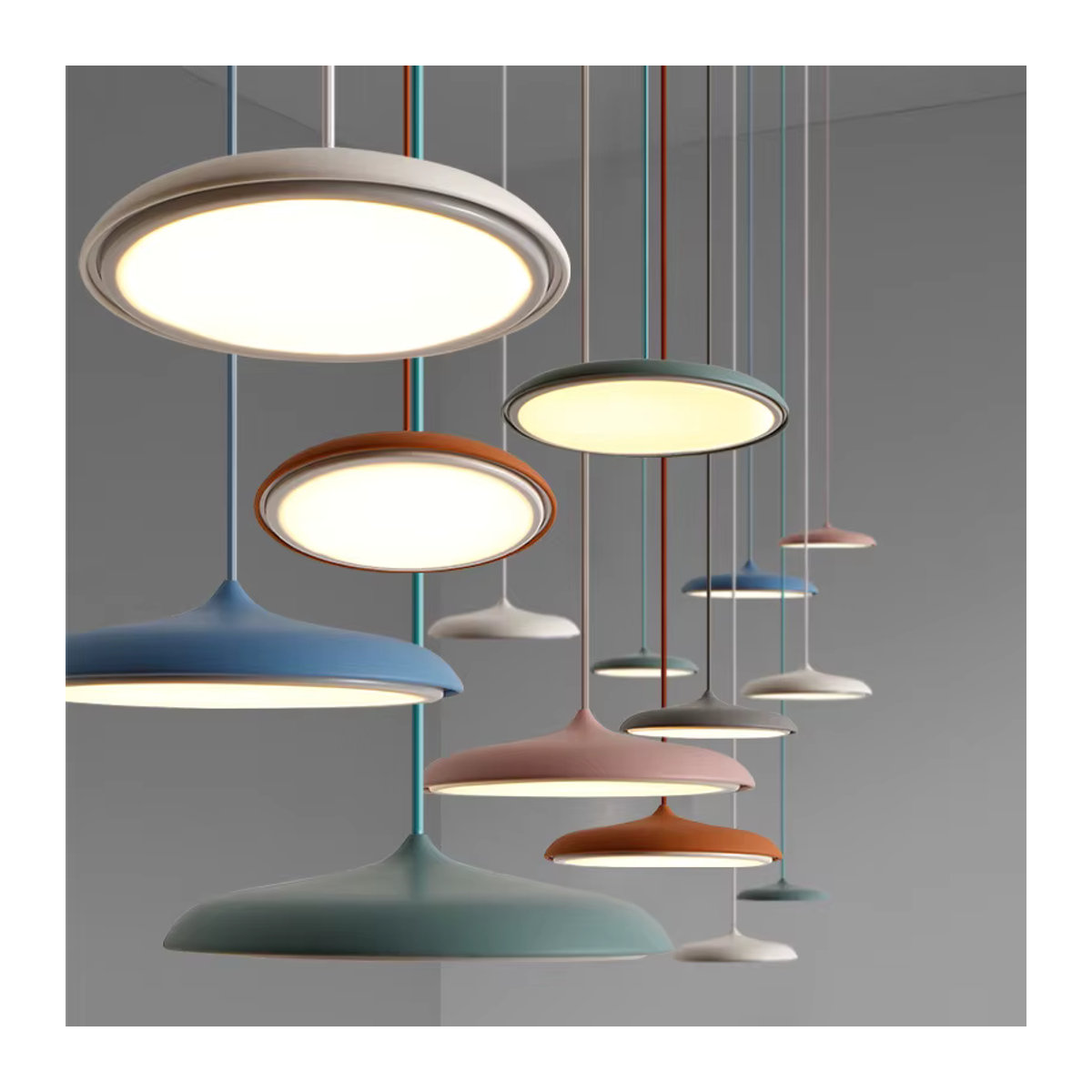 KINLAMS Moderne LED-Pendelleuchte im UFO-Design, runde Kunstdesign-Hängeleuchte in Bunt für Schlafzimmer, Flur, Esszimmer und Arbeitszimmer - Bild 3