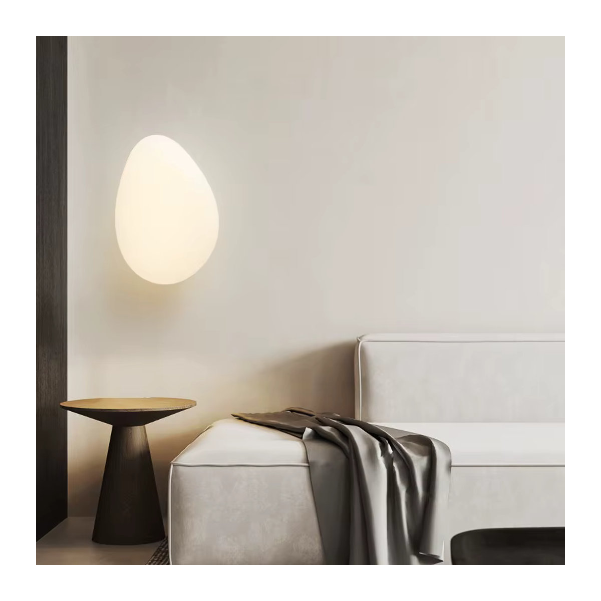 KINLAMS Pebble Wandleuchte in Weiß im minimalistischen Design für Wohnzimmer, Schlafzimmer und Flur - Bild 2