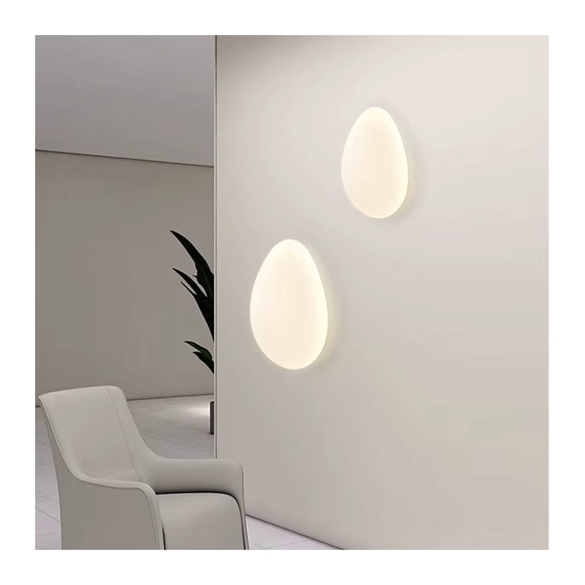 KINLAMS Pebble Wandleuchte in Weiß im minimalistischen Design für Wohnzimmer, Schlafzimmer und Flur - Bild 3