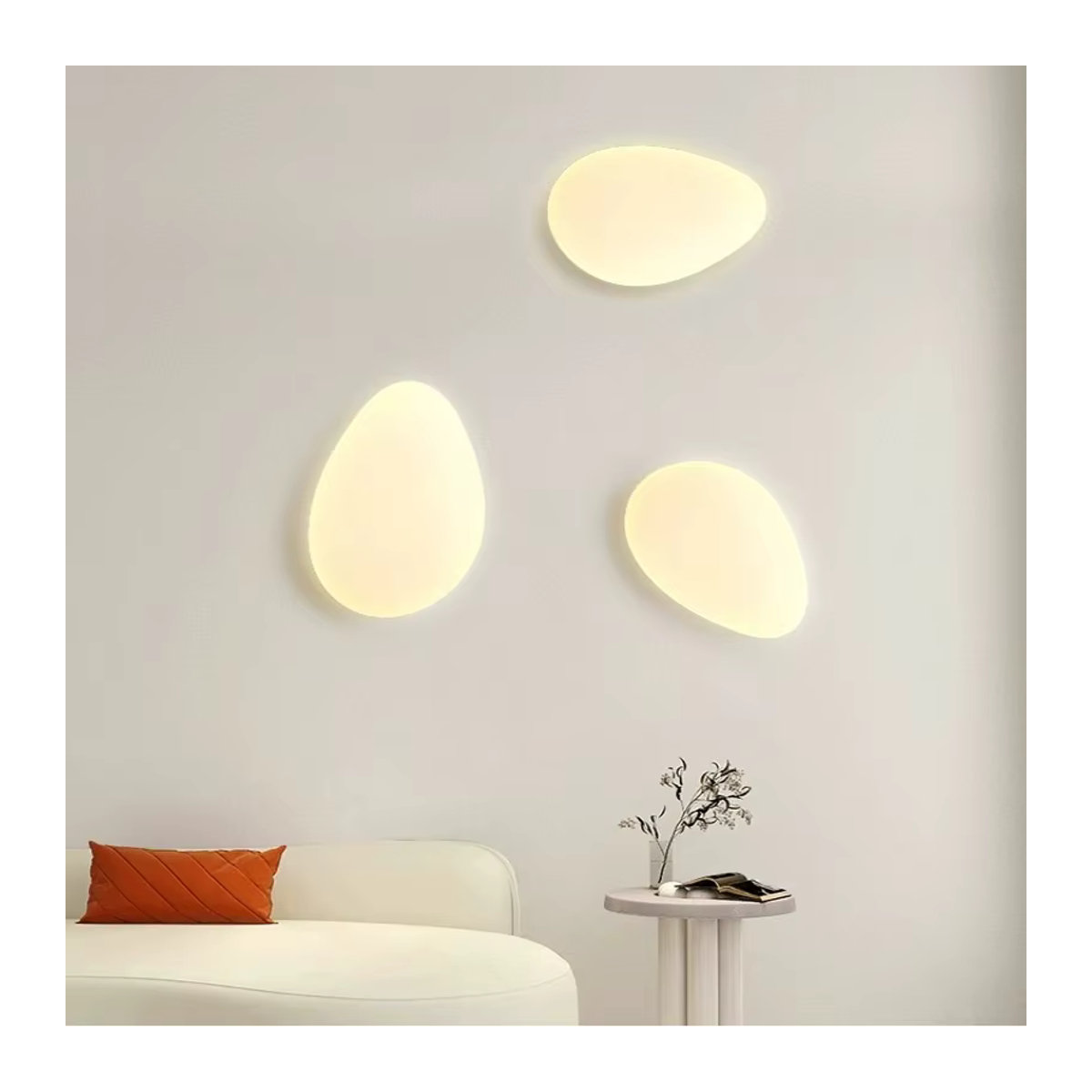 KINLAMS Pebble Wandleuchte in Weiß im minimalistischen Design für Wohnzimmer, Schlafzimmer und Flur - Bild 4