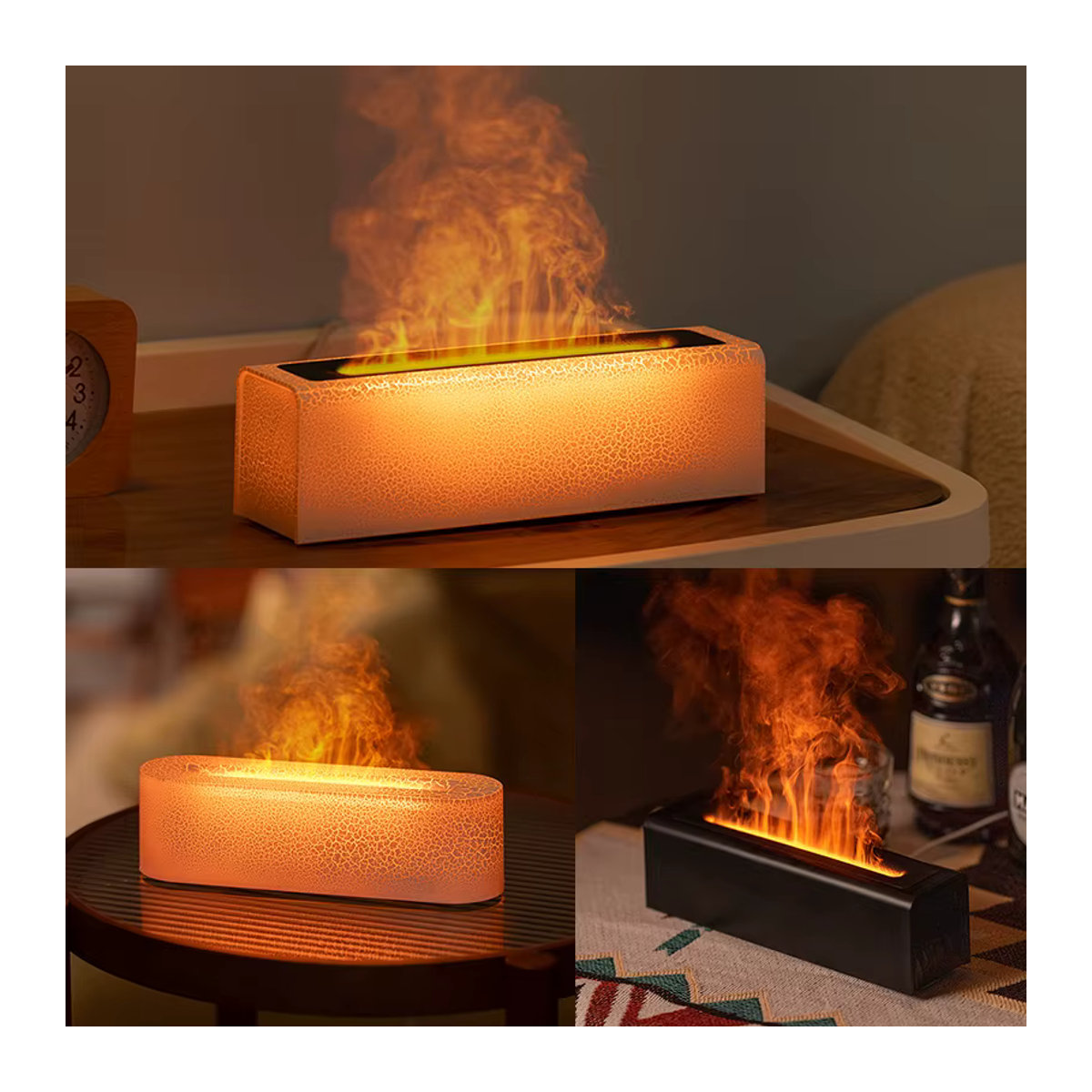 KINSCOTER Aromadiffusor mit RGB-Feuer-Nachtlicht, Ultraschall-Luftbefeuchter für ätherische Öle in Schwarz oder Weiß - Bild 5