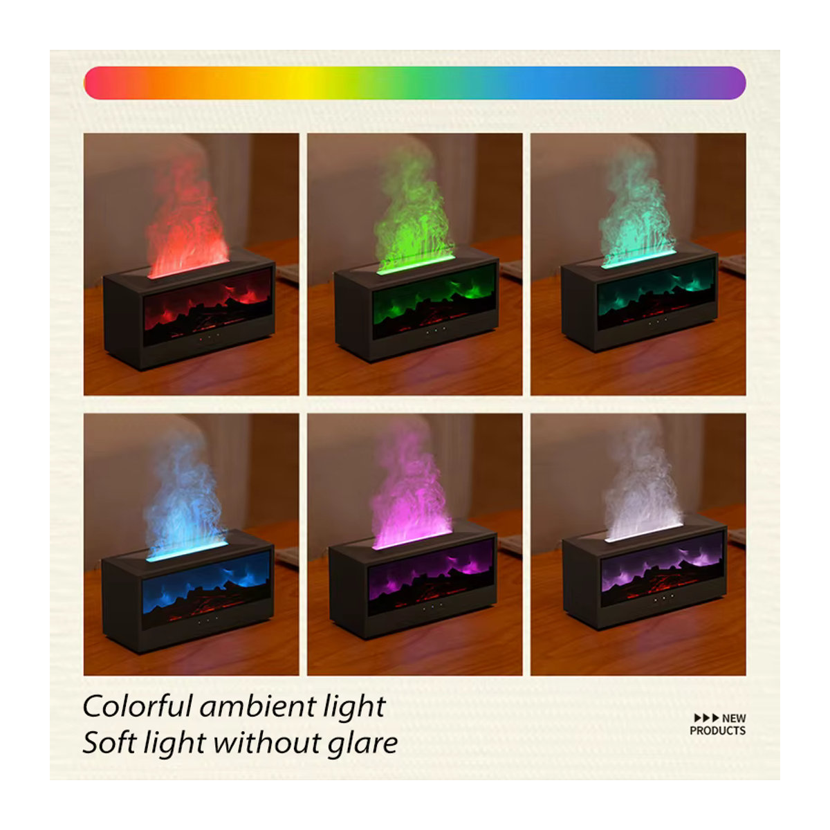 Kinscoter Kamin-Luftbefeuchter mit Aroma-Diffusor, LED-Licht und Fernbedienung, weiß oder schwarz - Bild 3