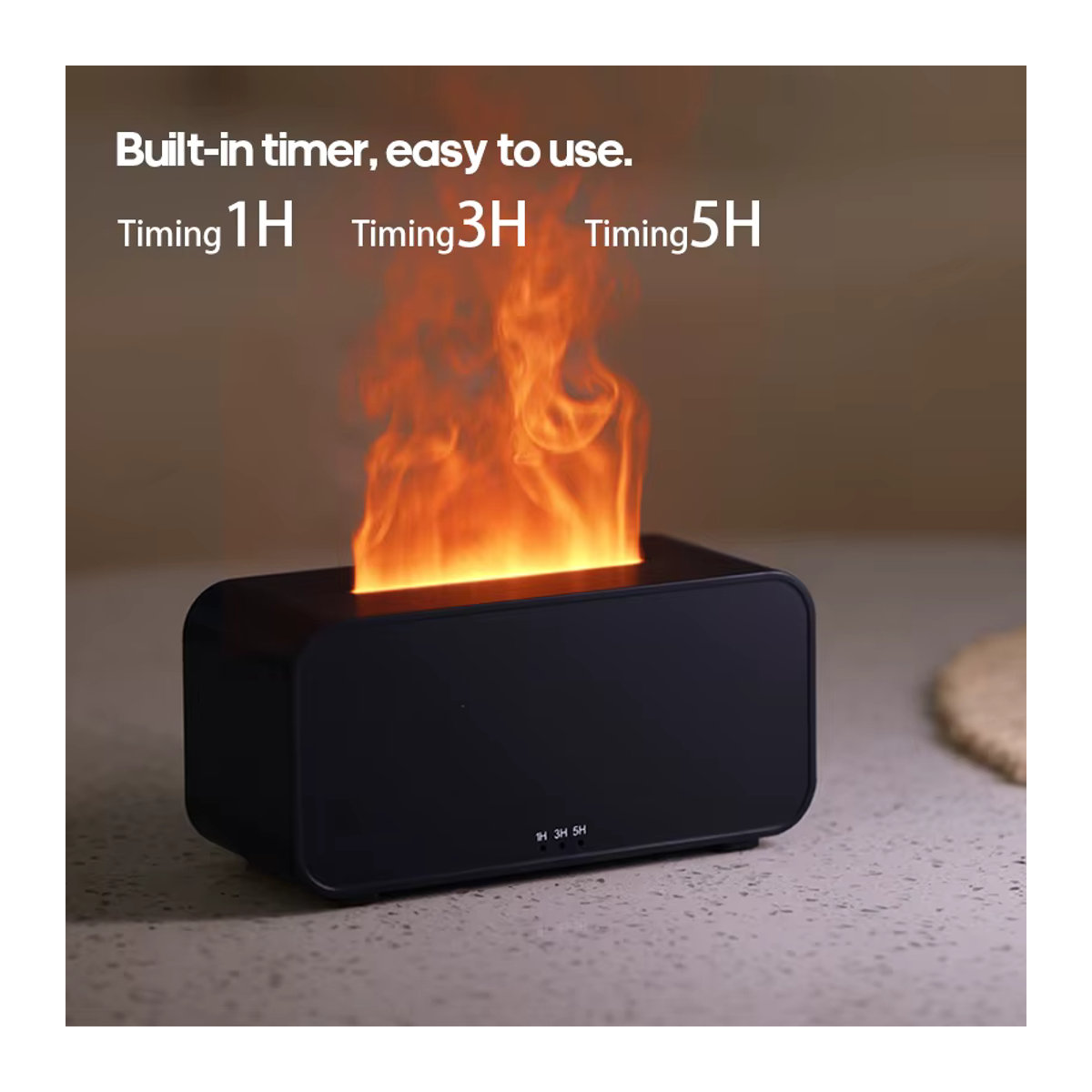 Kinscoter Mini Aroma Diffusor und Ultraschall Luftbefeuchter mit LED Flammen-Effekt in Schwarz - Bild 3