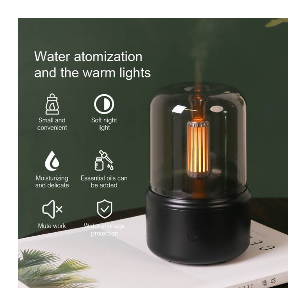 KINSCOTER Tragbarer Aroma-Diffusor und USB-Luftbefeuchter mit Nachtlicht in Schwarz - Bild 1