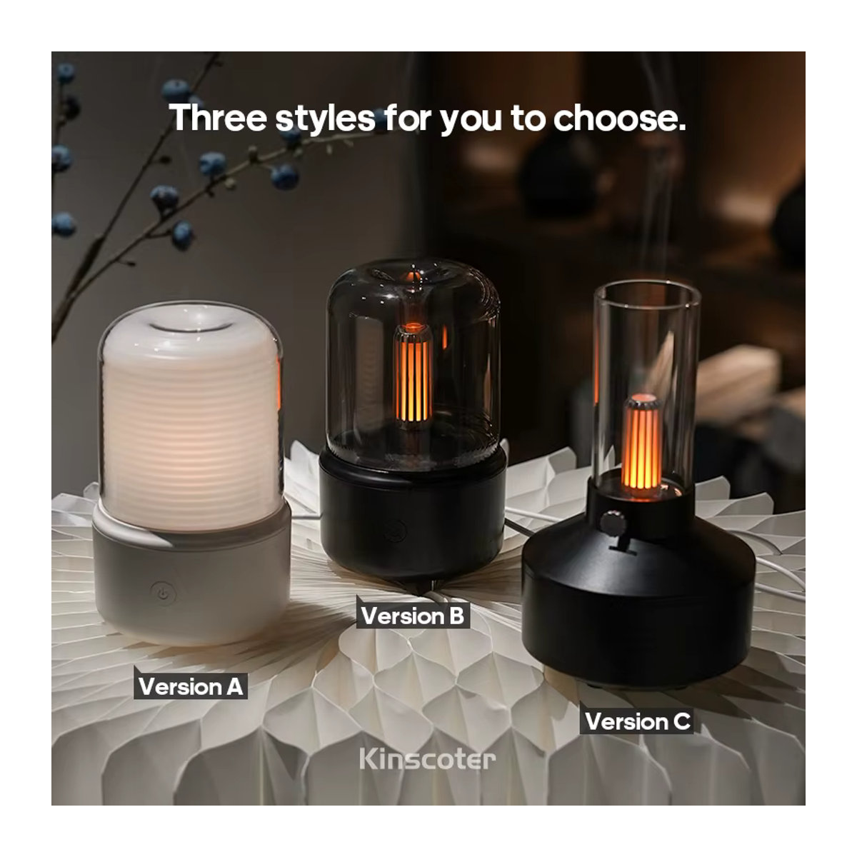 KINSCOTER Tragbarer Aroma-Diffusor und USB-Luftbefeuchter mit Nachtlicht in Schwarz - Bild 2