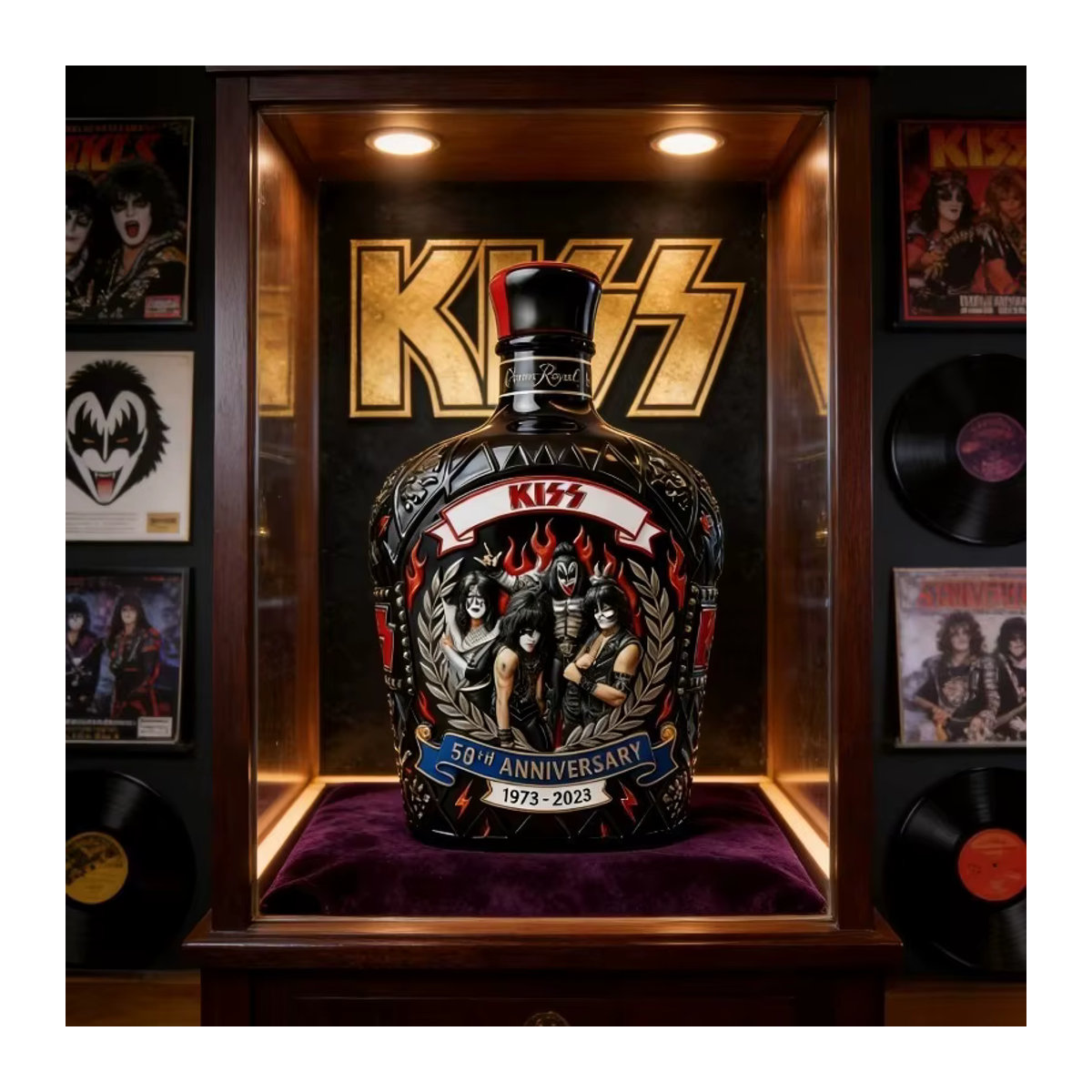 KISS 53. Jubiläum Crown Royal Style Sammlerflasche aus Glas, Schwarz, Rockband Bar-Dekoration - Bild 5
