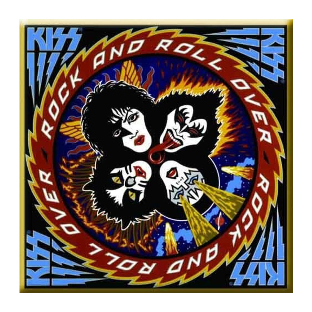 Kiss Rock N Roll Over Album Kühlschrankmagnet quadratisch schwarz mehrfarbig 7,5 x 7,5 cm - Bild 1