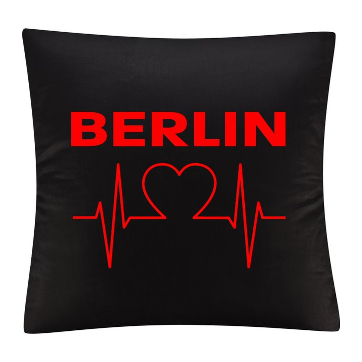 Kissenbezug multifanshop Berlin Herzschlag in Rot und Schwarz - Bild 1