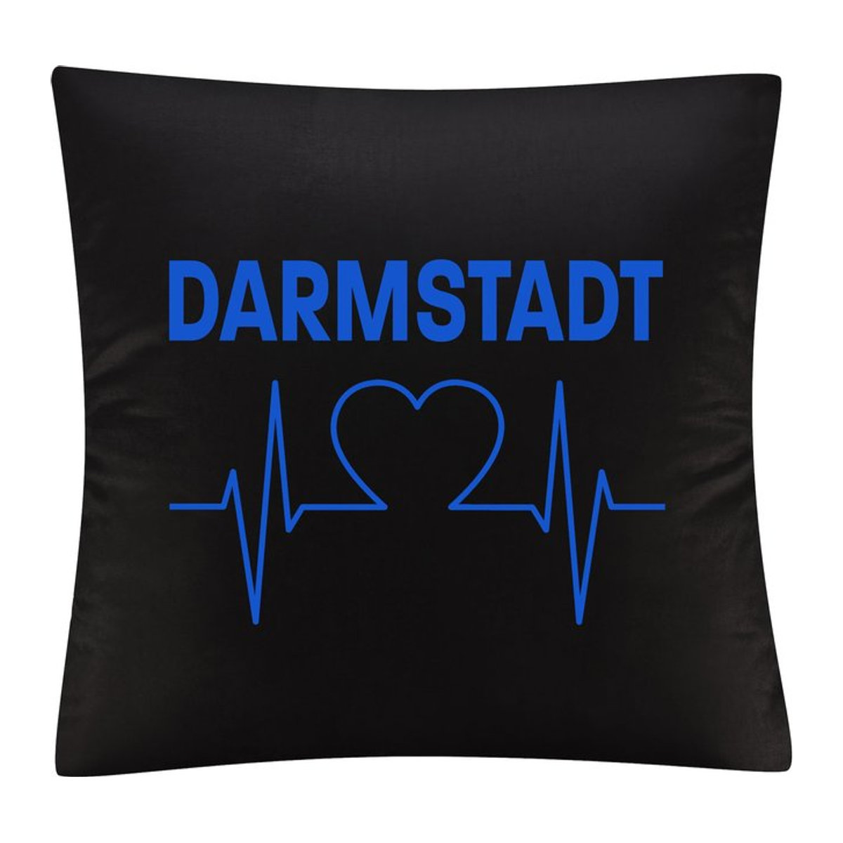 Kissenbezug multifanshop Darmstadt Herzschlag Druck Blau Schwarz - Bild 1