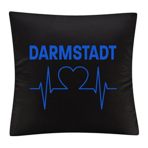 Kissenbezug multifanshop Darmstadt Herzschlag Druck Blau Schwarz