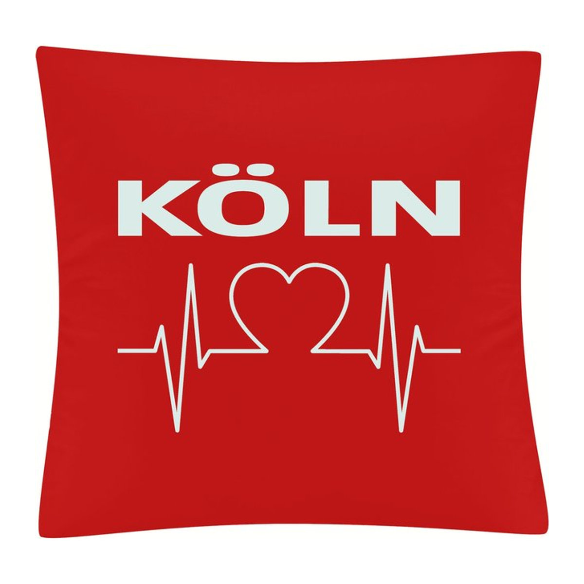 Kissenbezug von multifanshop mit Köln Herzschlag Motiv in Weiß und Rot - Bild 1