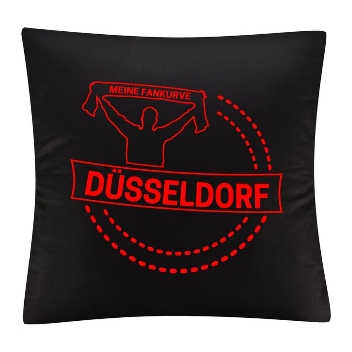 Kissenbezug von multifanshop mit Meine Fankurve Düsseldorf Druck in Rot und Schwarz - Bild 1
