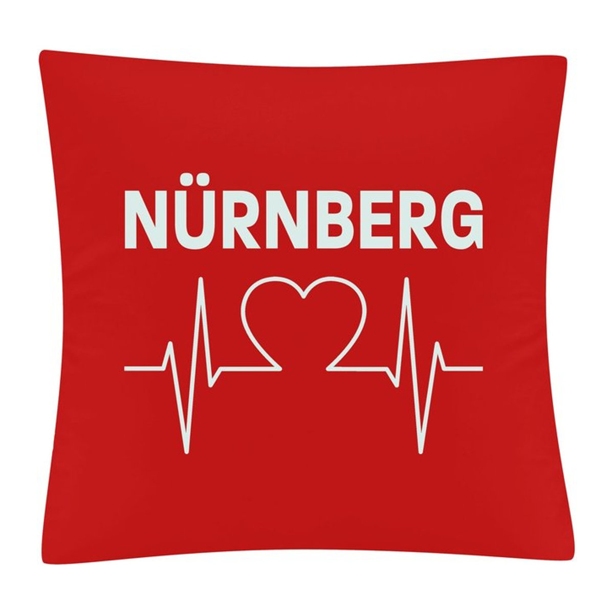 Kissenbezug von multifanshop mit Nürnberg Herzschlag Druck in Weiß und Rot - Bild 1