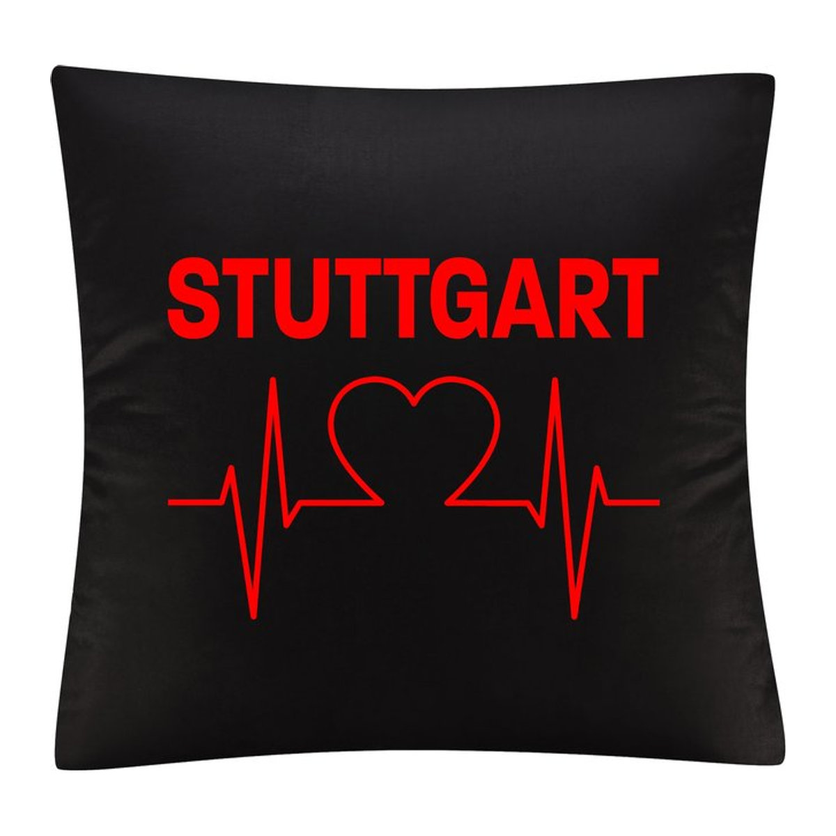 Kissenbezug von multifanshop mit Stuttgart Herzschlag Motiv in Rot und Schwarz - Bild 1