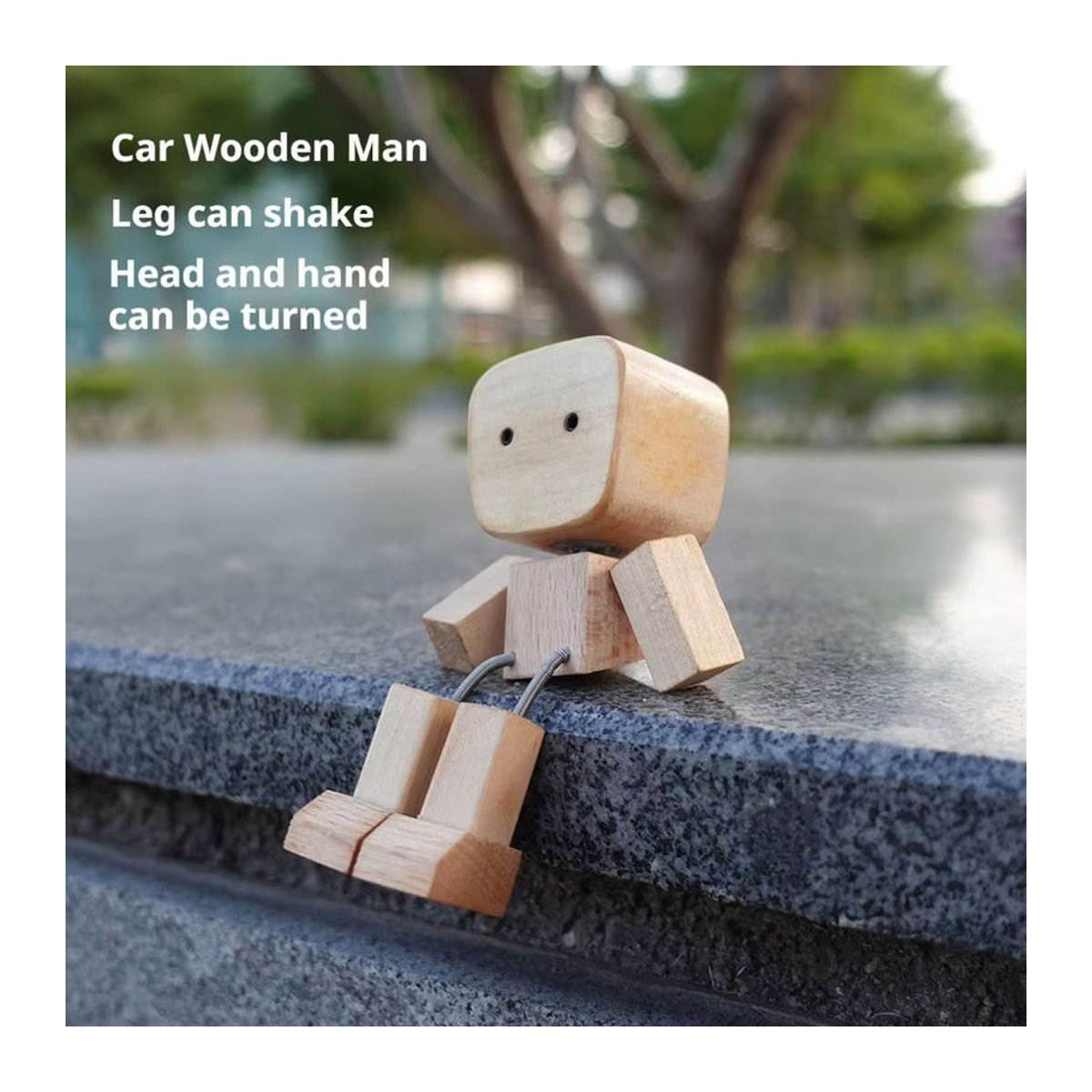 KITPIPI Mehrzweck-Holzfigur Mensch in Braun als minimalistische handgefertigte Statue mit Magnetfuß für Desktop und Armaturenbrett - Bild 1