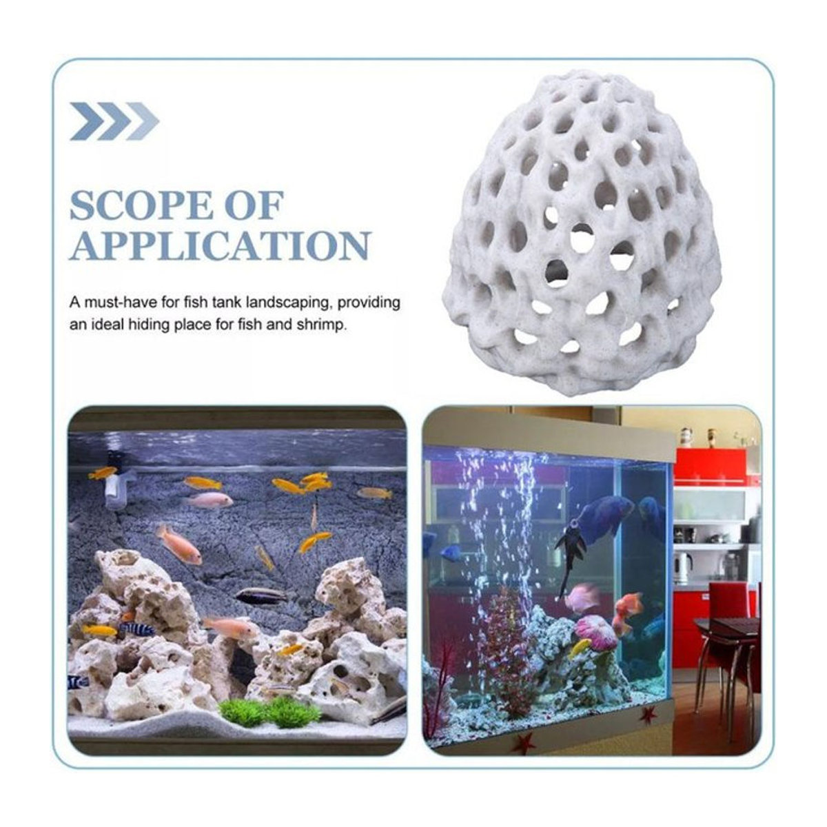KITPIPI Poröse Korallen Stein Aquarium Dekoration Weiß, Versteck für Garnelen und Fische - Bild 1