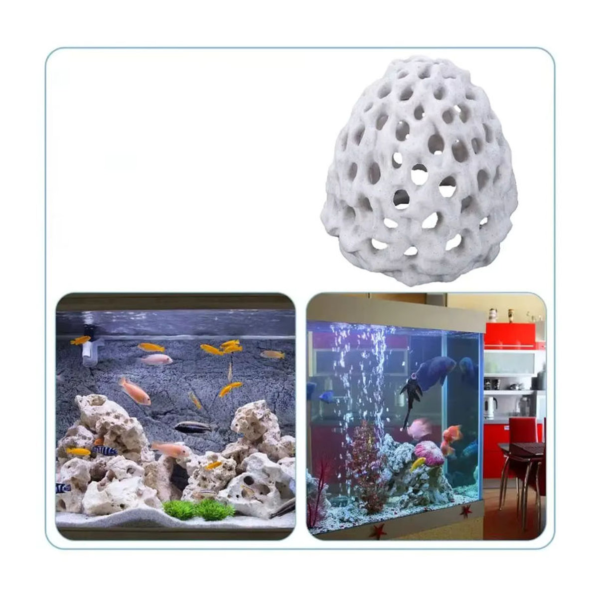KITPIPI Poröse Korallen Stein Aquarium Dekoration Weiß, Versteck für Garnelen und Fische - Bild 6