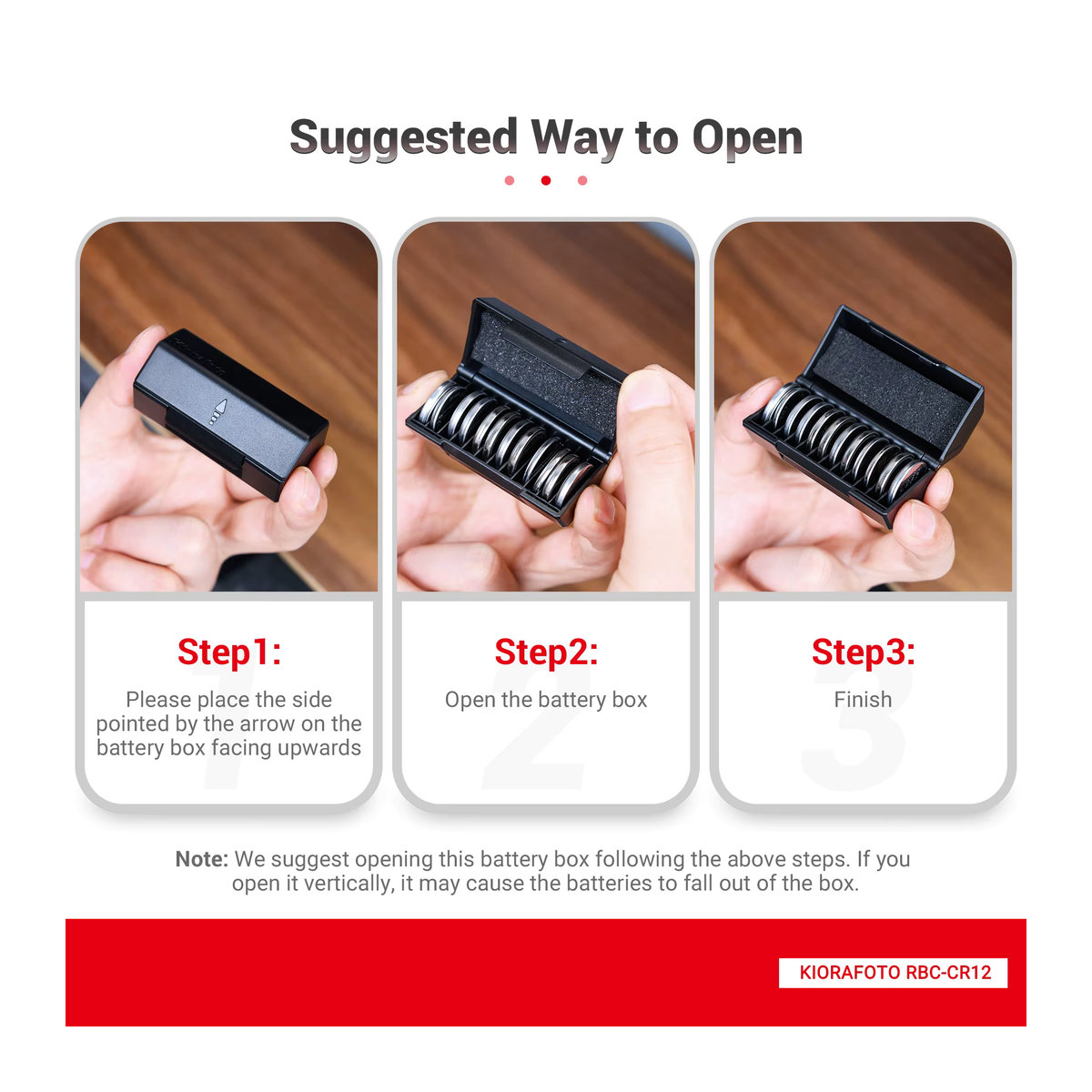 KIWIFOTOS Batterie-Organizer für CR2032, CR2025 und CR2016 Knopfzellen in Schwarz - Bild 3