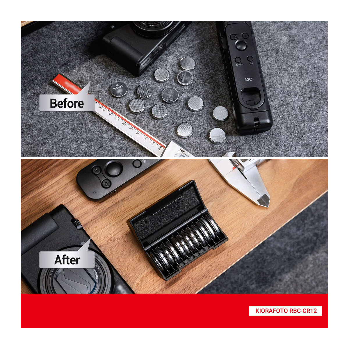 KIWIFOTOS Batterie-Organizer für CR2032, CR2025 und CR2016 Knopfzellen in Schwarz - Bild 4