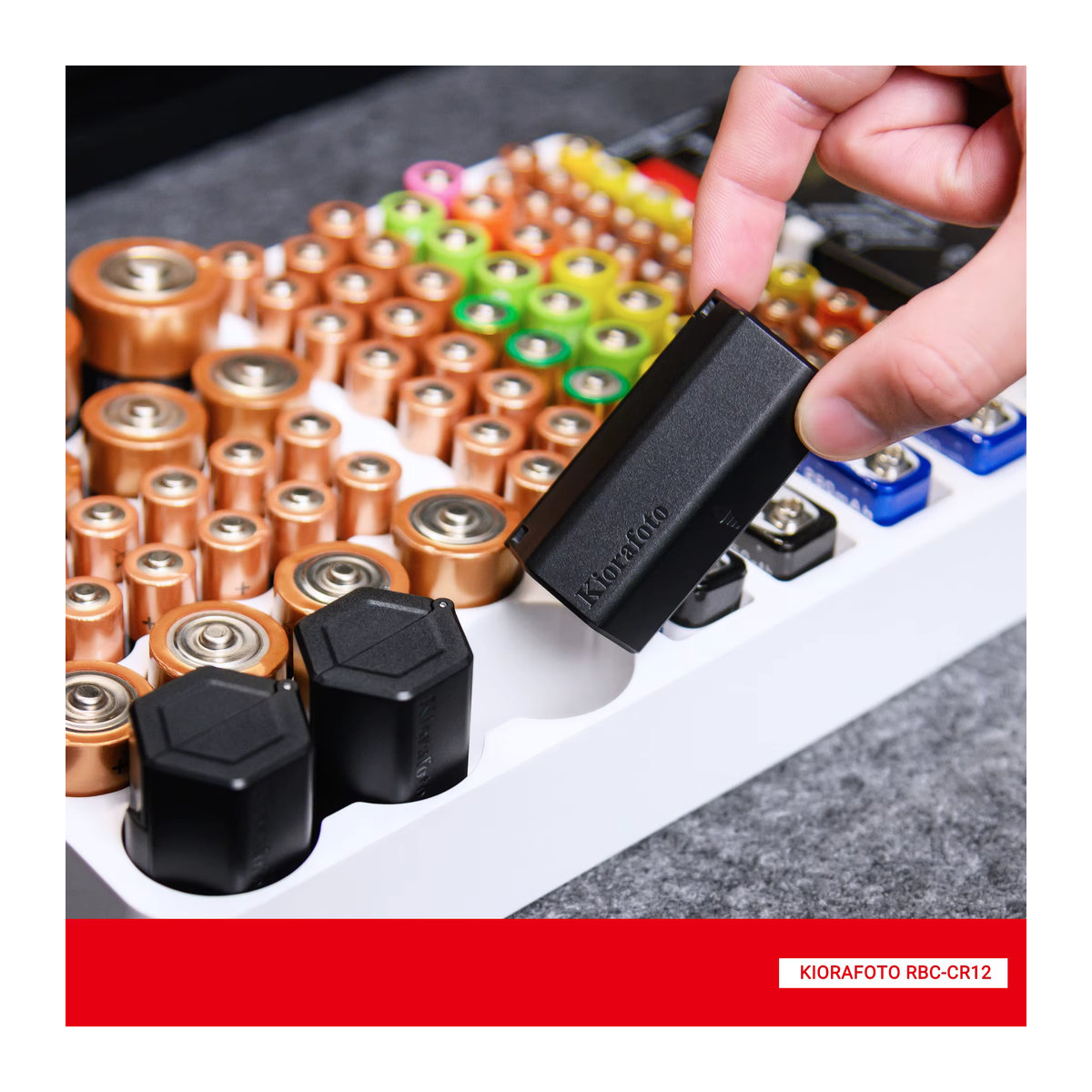 KIWIFOTOS Batterie-Organizer für CR2032, CR2025 und CR2016 Knopfzellen in Schwarz - Bild 5