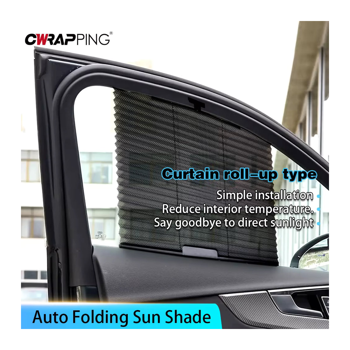 Klappbarer Auto-Sonnenschutz aus Mesh für Vorne und Hinten, UV-Schutz Fenster Vorhang in Schwarz - Bild 3