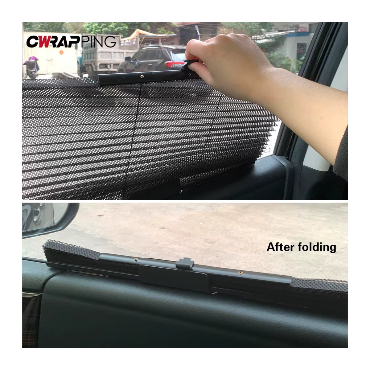 Klappbarer Auto-Sonnenschutz aus Mesh für Vorne und Hinten, UV-Schutz Fenster Vorhang in Schwarz - Bild 4