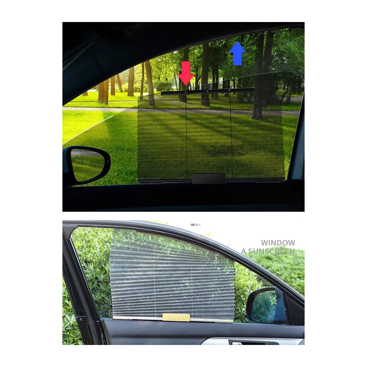 Klappbarer Auto-Sonnenschutz aus Mesh für Vorne und Hinten, UV-Schutz Fenster Vorhang in Schwarz - Bild 7