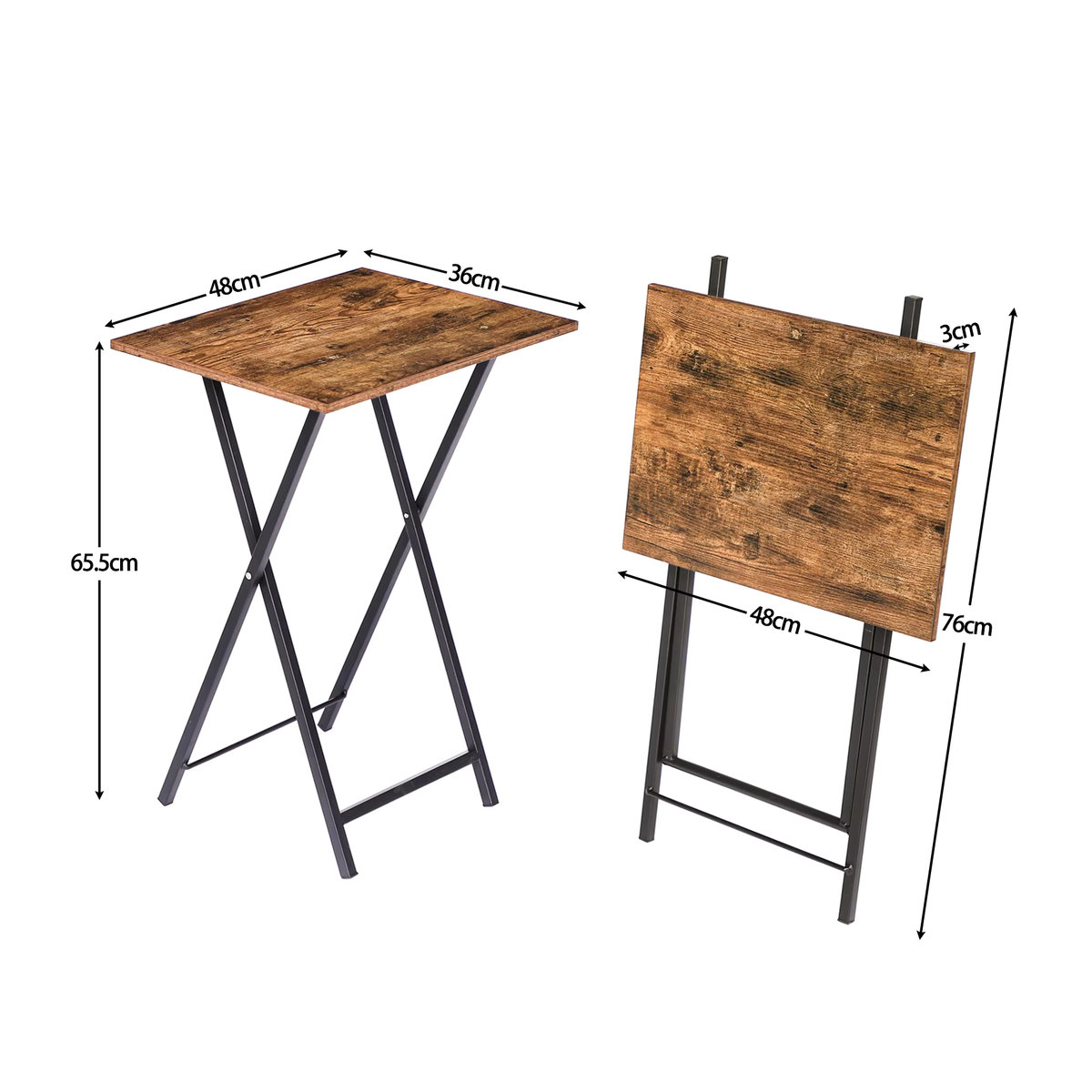 Klappbarer Beistelltisch im Industrial-Stil aus Holzwerkstoff und Metall, Braun, Rechteckig - Bild 5