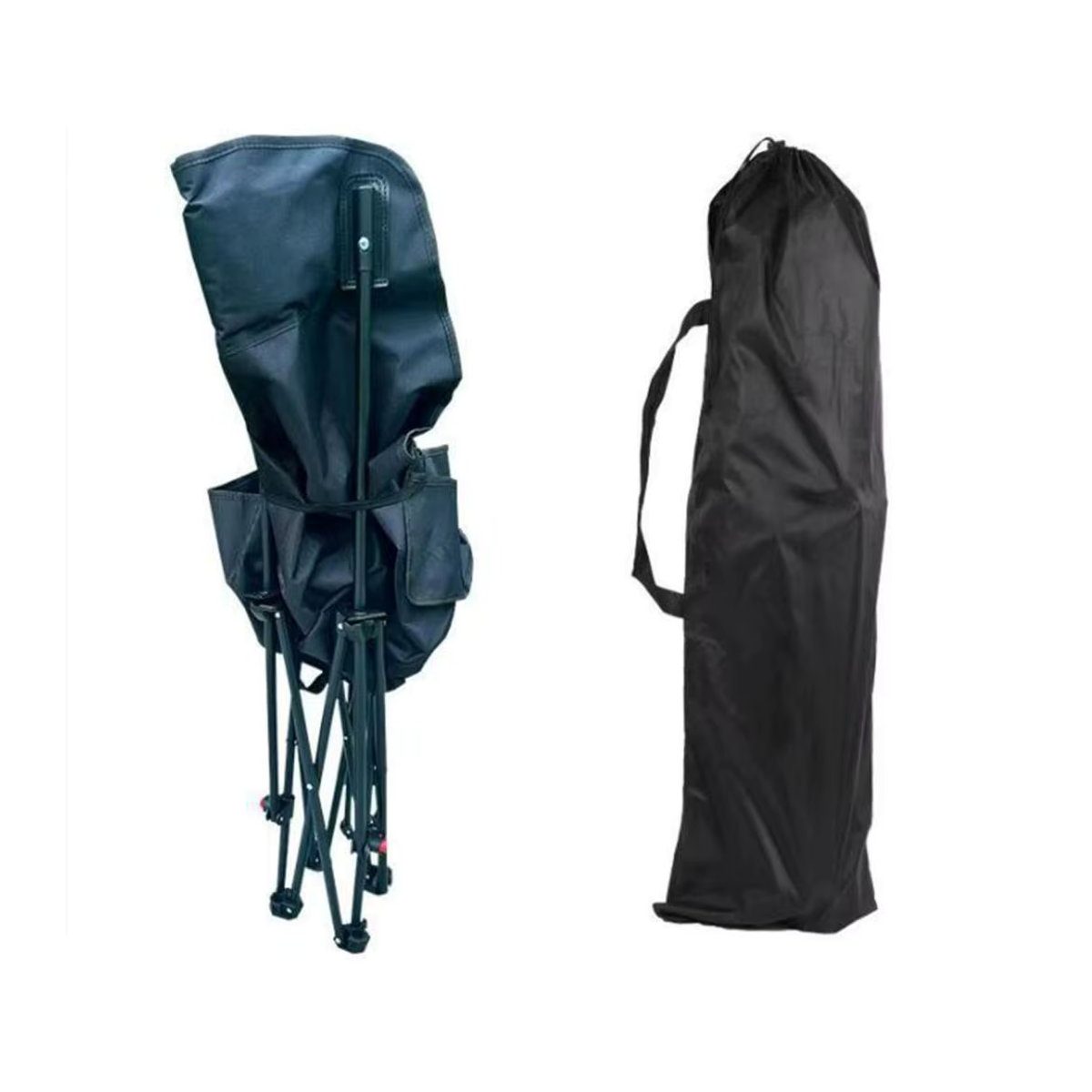 Klappbarer Campingstuhl mit Fußstütze und verstellbarer Rückenlehne in Schwarz für Outdoor und Garten - Bild 2