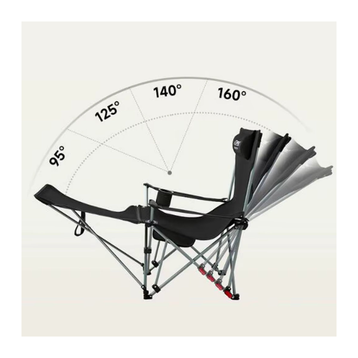 Klappbarer Campingstuhl mit Fußstütze und verstellbarer Rückenlehne in Schwarz für Outdoor und Garten - Bild 3