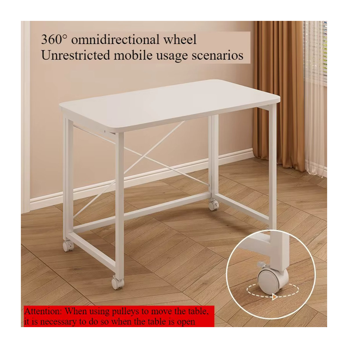 Klappbarer Computertisch von LIUSHADUOLA in Weiß und Teak mit minimalistischem Design, Breite: 60 cm - Bild 3