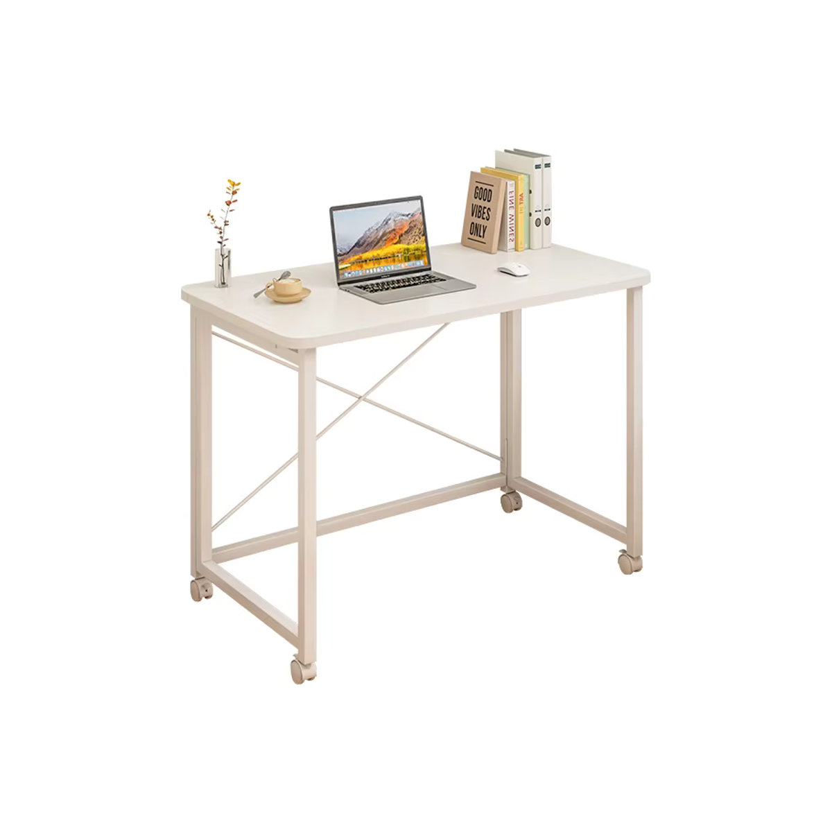 Klappbarer Computertisch von LIUSHADUOLA in Weiß und Teak mit minimalistischem Design, Breite: 60 cm - Bild 7