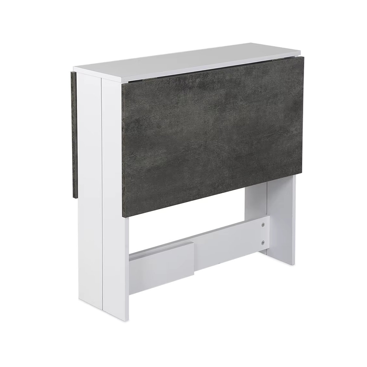 Klappbarer Esstisch in Weiß und Beton Optik für 4 bis 6 Personen, moderner rechteckiger Küchentisch und Wohnzimmertisch, B/T/H: 102,5 x 76 x 73 cm - Bild 5