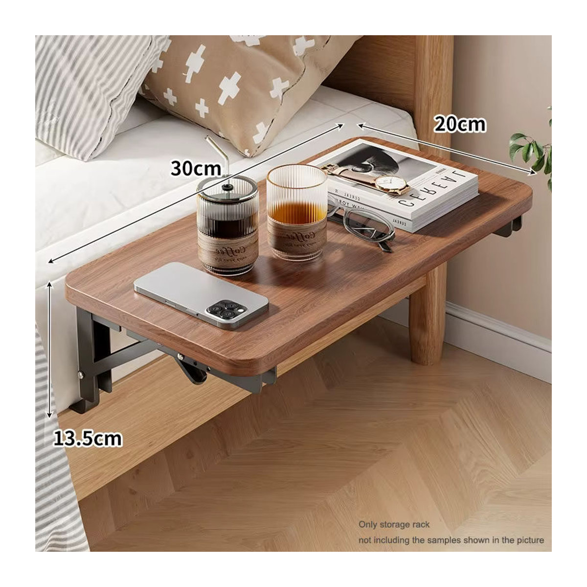 Klappbarer Nachttisch von BEISHI in modernem Design aus Holzwerkstoff, erhältlich in Gelb oder Nussbaum - Bild 4