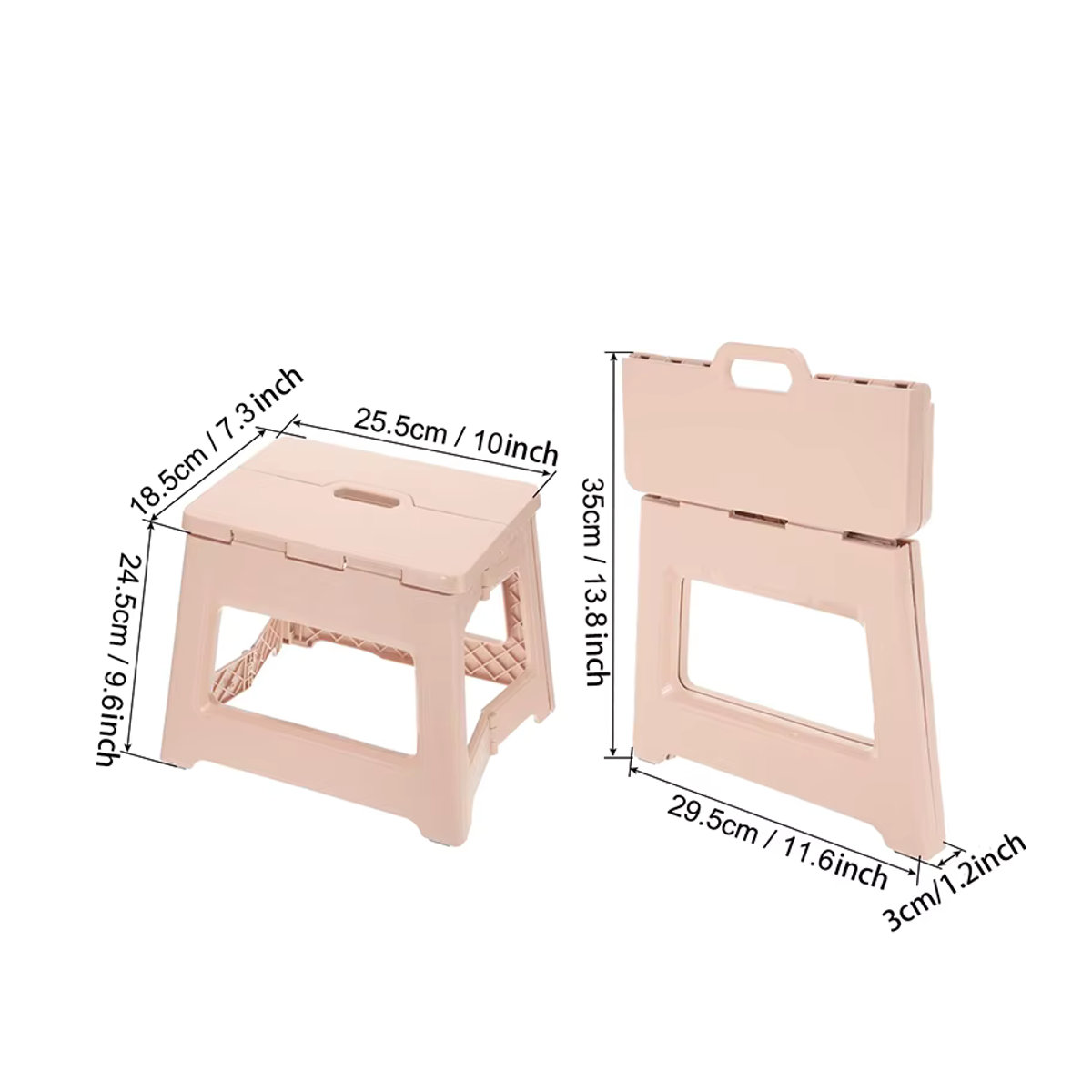Klapphocker mit Griff und rutschfester Oberfläche für Badezimmer und Schlafzimmer in Rosa oder Zitronengelb - Bild 2
