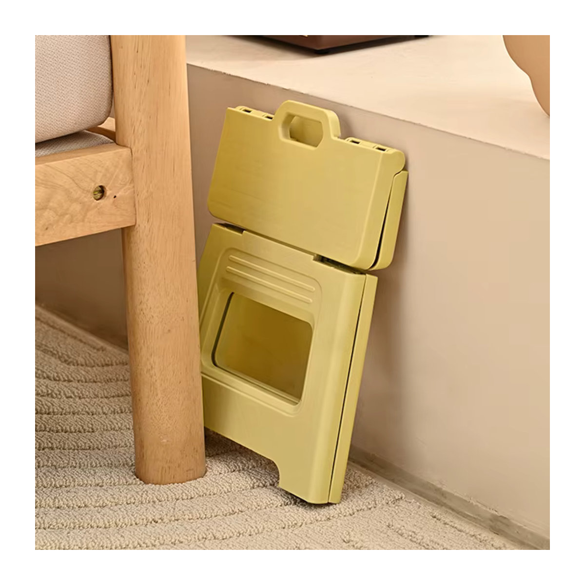 Klapphocker mit Griff und rutschfester Oberfläche für Badezimmer und Schlafzimmer in Rosa oder Zitronengelb - Bild 3