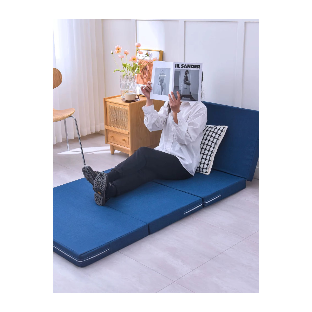 Klappmatratze aus Memory-Schaum mit atmungsaktivem und waschbarem Faserbezug in Blau - Bild 6