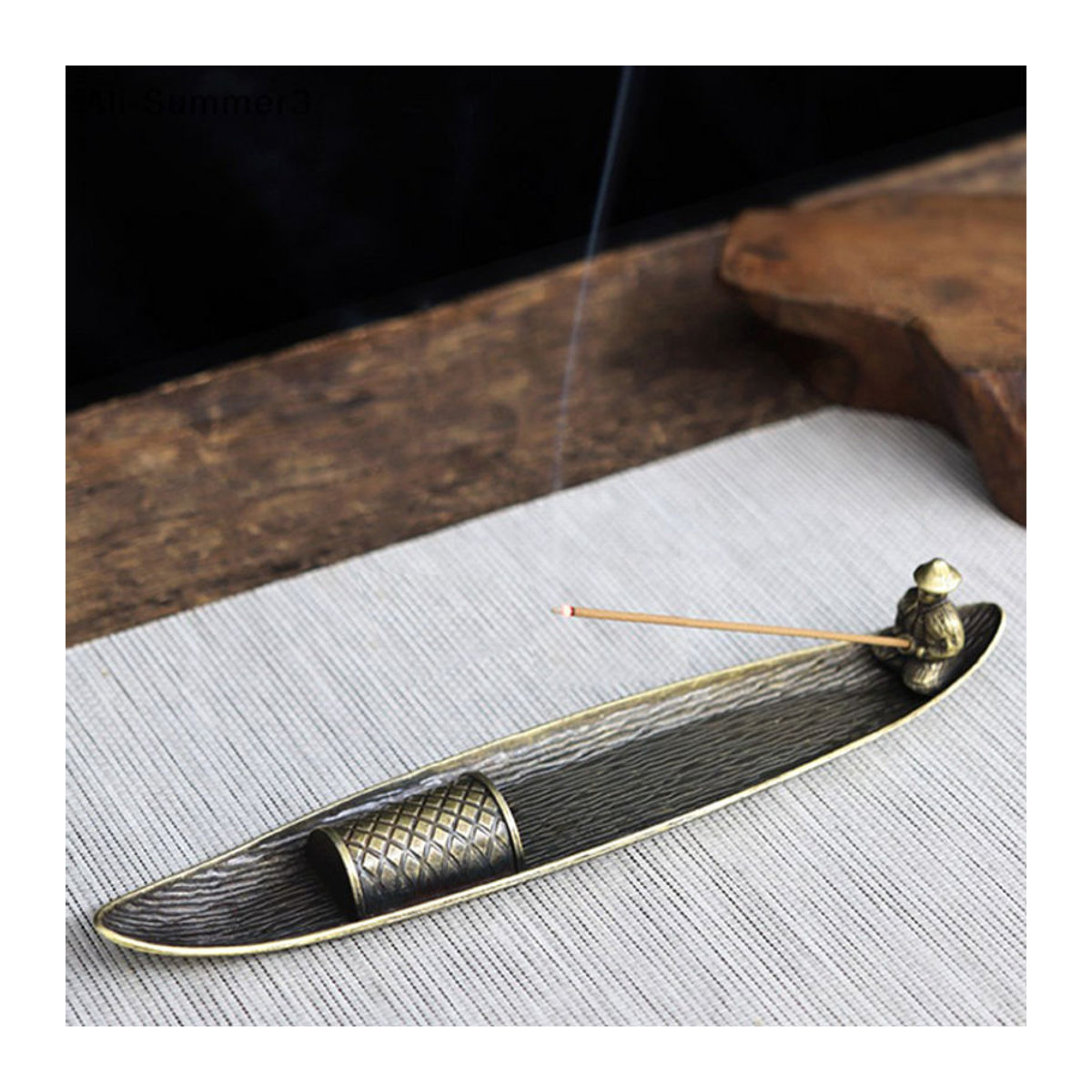 Klar Kontext Weihrauch Stick Halter aus Metall in Gold, geometrisches Räuchergefäß im orientalischen Design - Bild 1