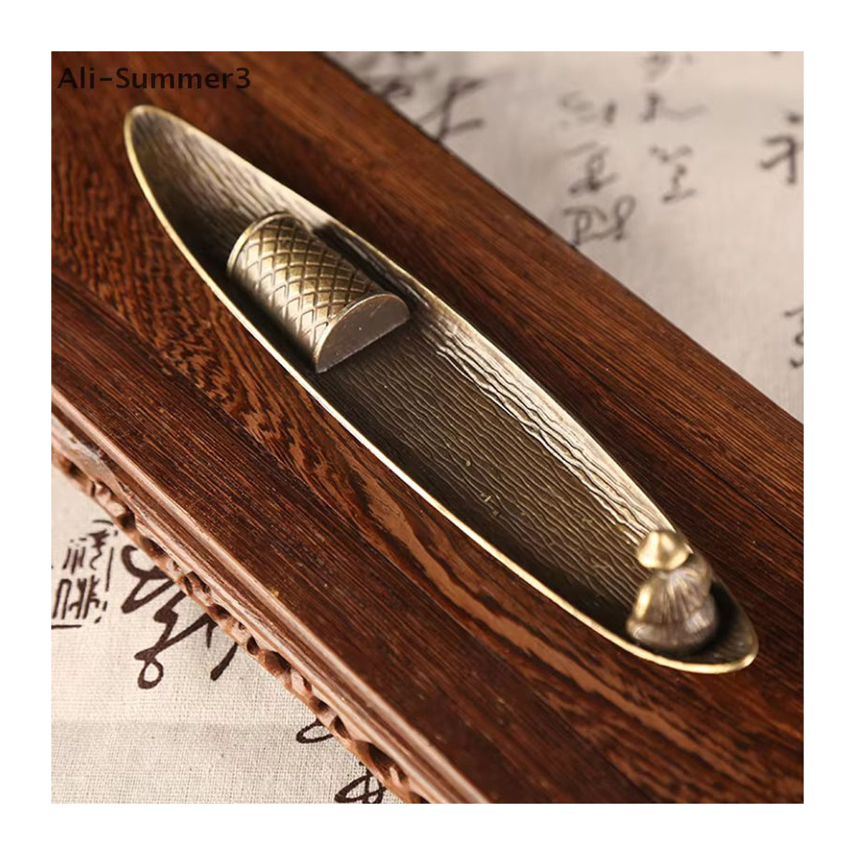 Klar Kontext Weihrauch Stick Halter aus Metall in Gold, geometrisches Räuchergefäß im orientalischen Design - Bild 2