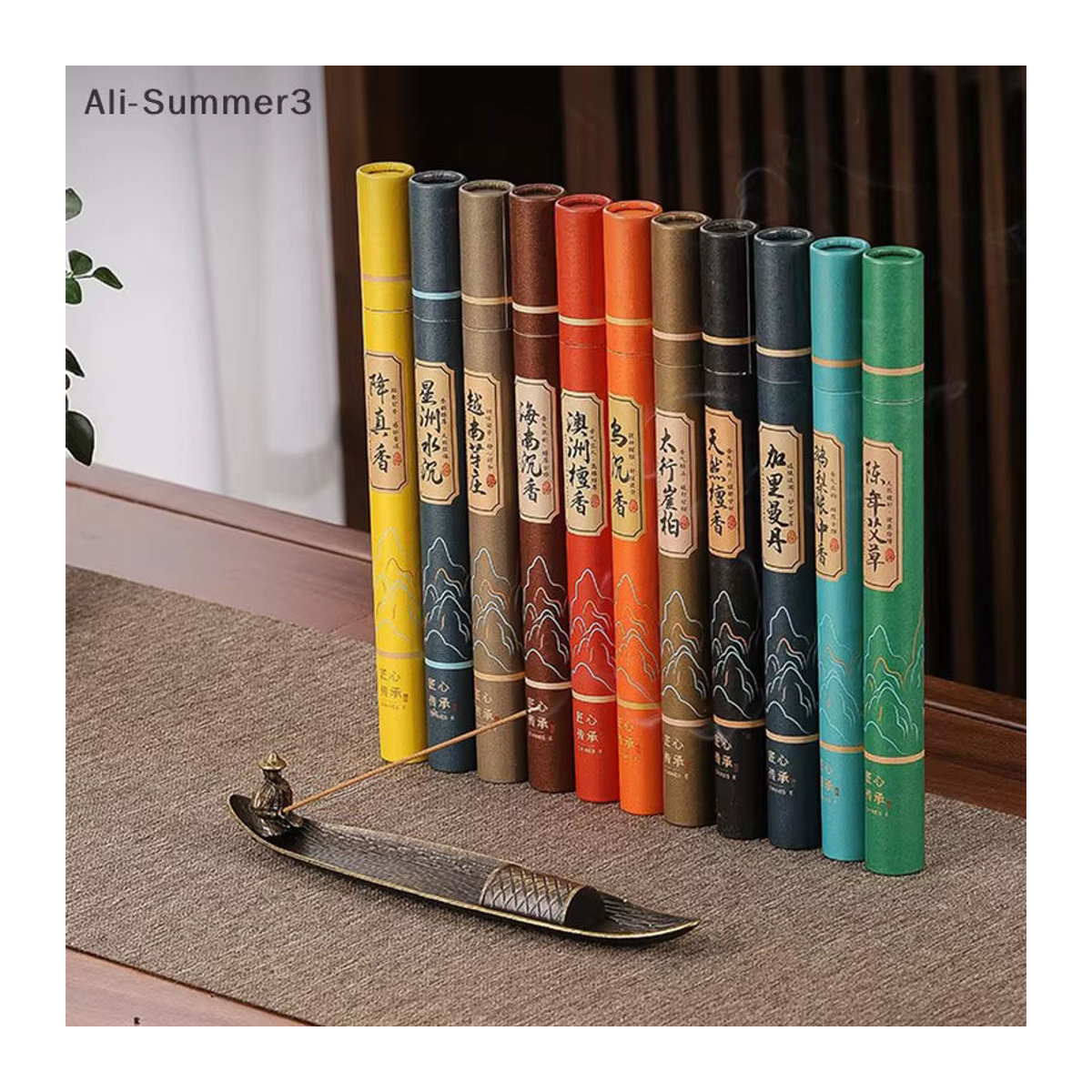 Klar Kontext Weihrauch Stick Halter aus Metall in Gold, geometrisches Räuchergefäß im orientalischen Design - Bild 3