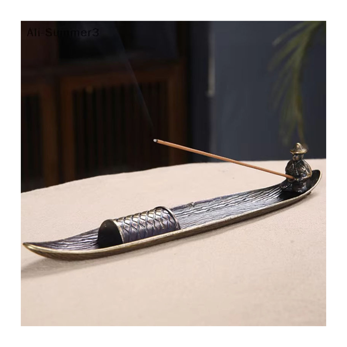 Klar Kontext Weihrauch Stick Halter aus Metall in Gold, geometrisches Räuchergefäß im orientalischen Design - Bild 5