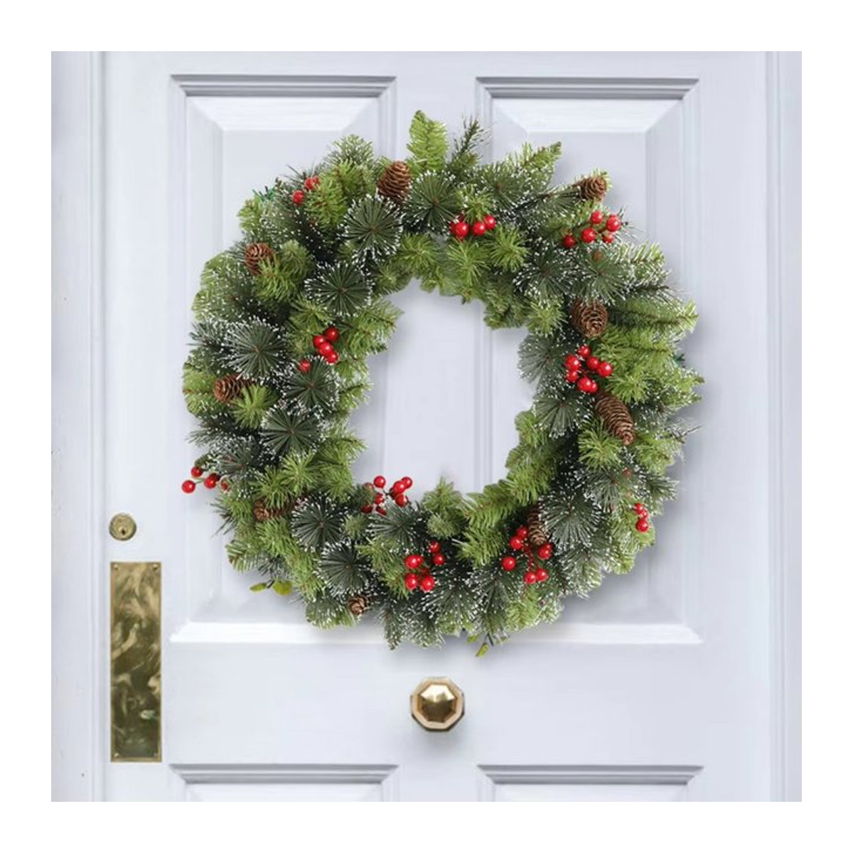 Klassische grüne Weihnachts-Hängegirlande aus Kunststoff mit Blättern für Tür, Fenster und Kamin - Bild 1