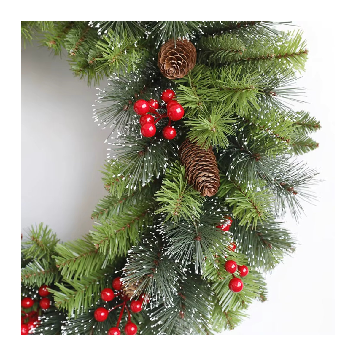 Klassische grüne Weihnachts-Hängegirlande aus Kunststoff mit Blättern für Tür, Fenster und Kamin - Bild 3