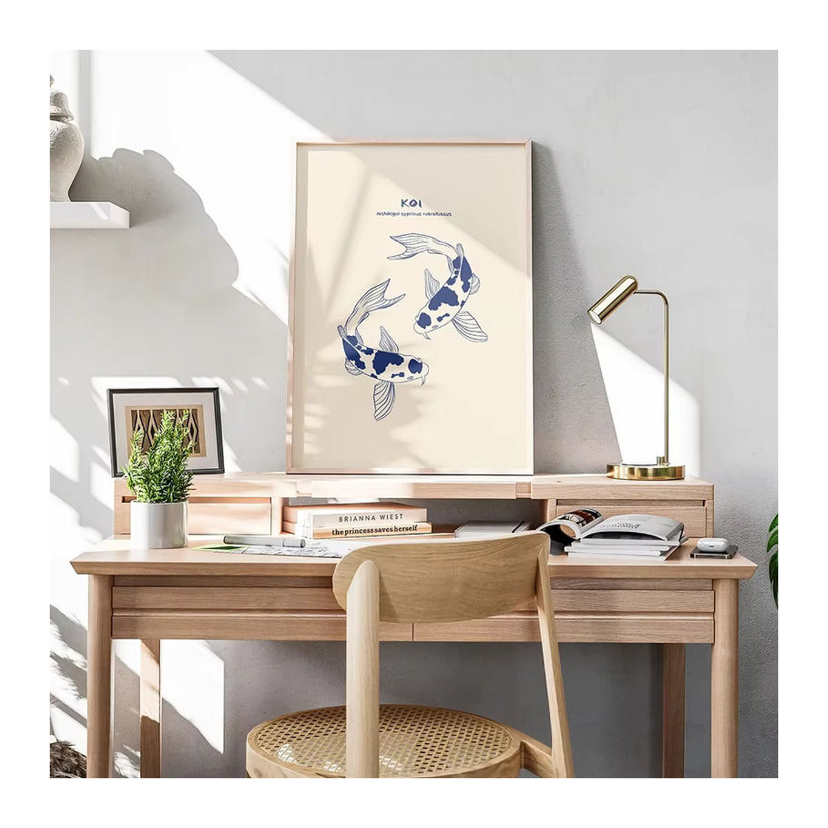 Klassische Koi-Fisch-Malerei als Leinwand-Poster im japanischen Stil, mehrfarbige Wandkunst mit Tierprint für deine Heimdekoration - Bild 1