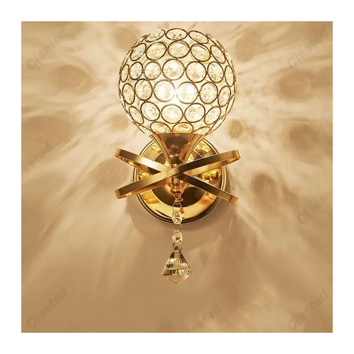 Klassische Kristall Wandlampe in Silber mit Glas und E27 Fassung für das Schlafzimmer - Bild 2