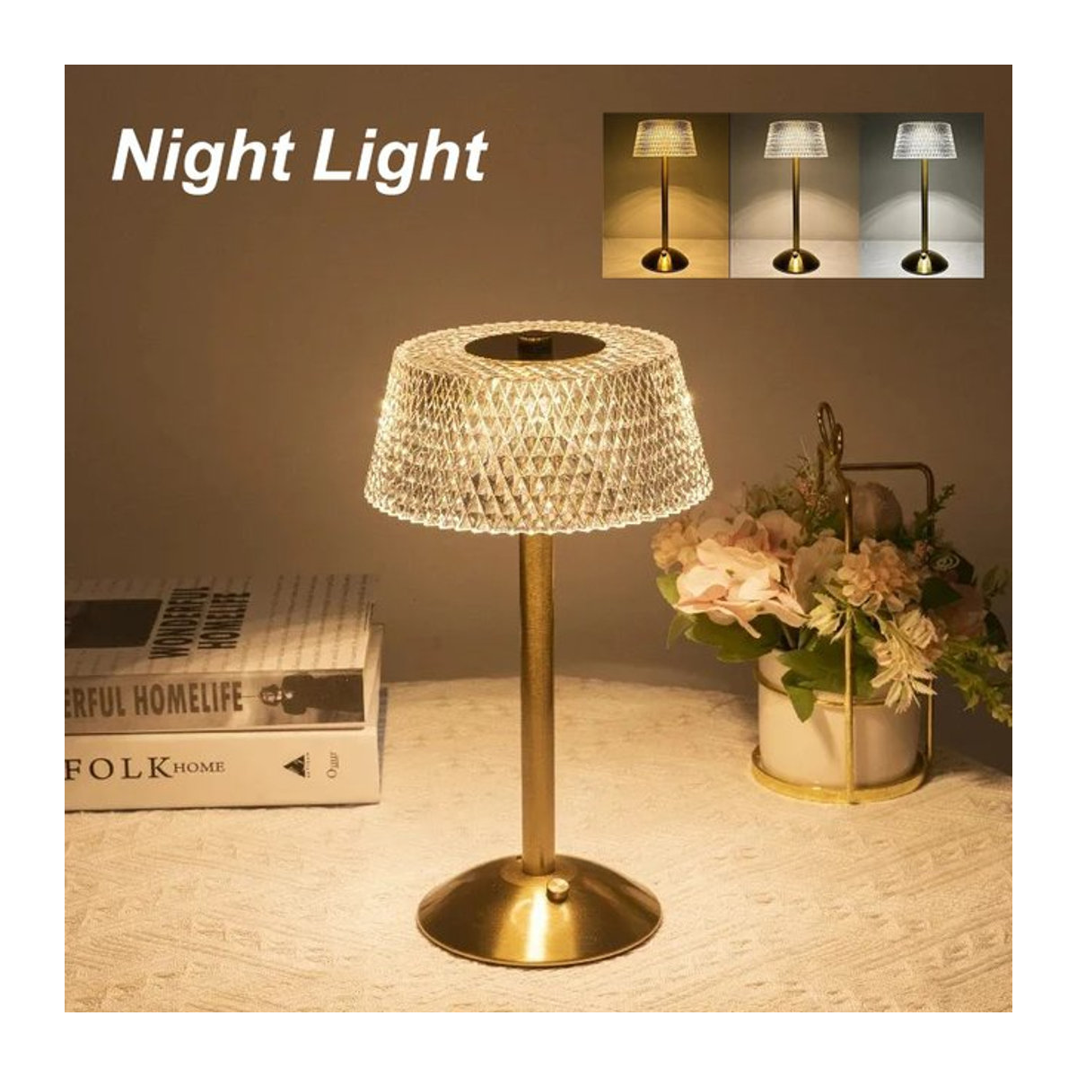 Klassische LED-Akku-Tischlampe von ggbingo aus Glas mit Touch-Dimmung und USB-Ladefunktion - Bild 1