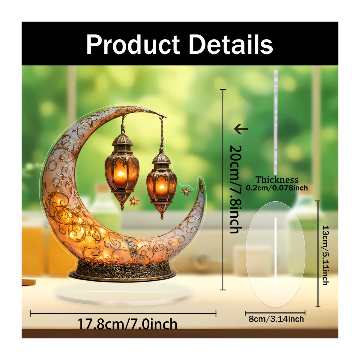 Klassische Mondlampe als Tischlampe in Orange zur Heimdekoration und als Schreibtisch-Ornament - Bild 2