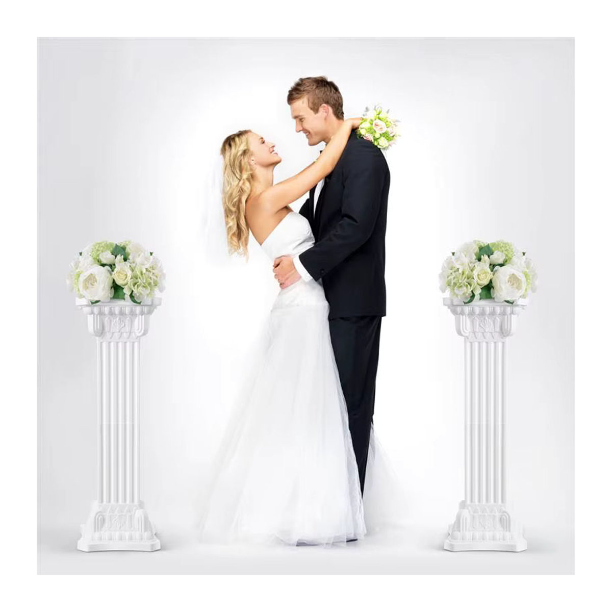 Klassische römische Säule aus Kunststoff in Weiß als geometrische Dekoration für Hochzeiten - Bild 2